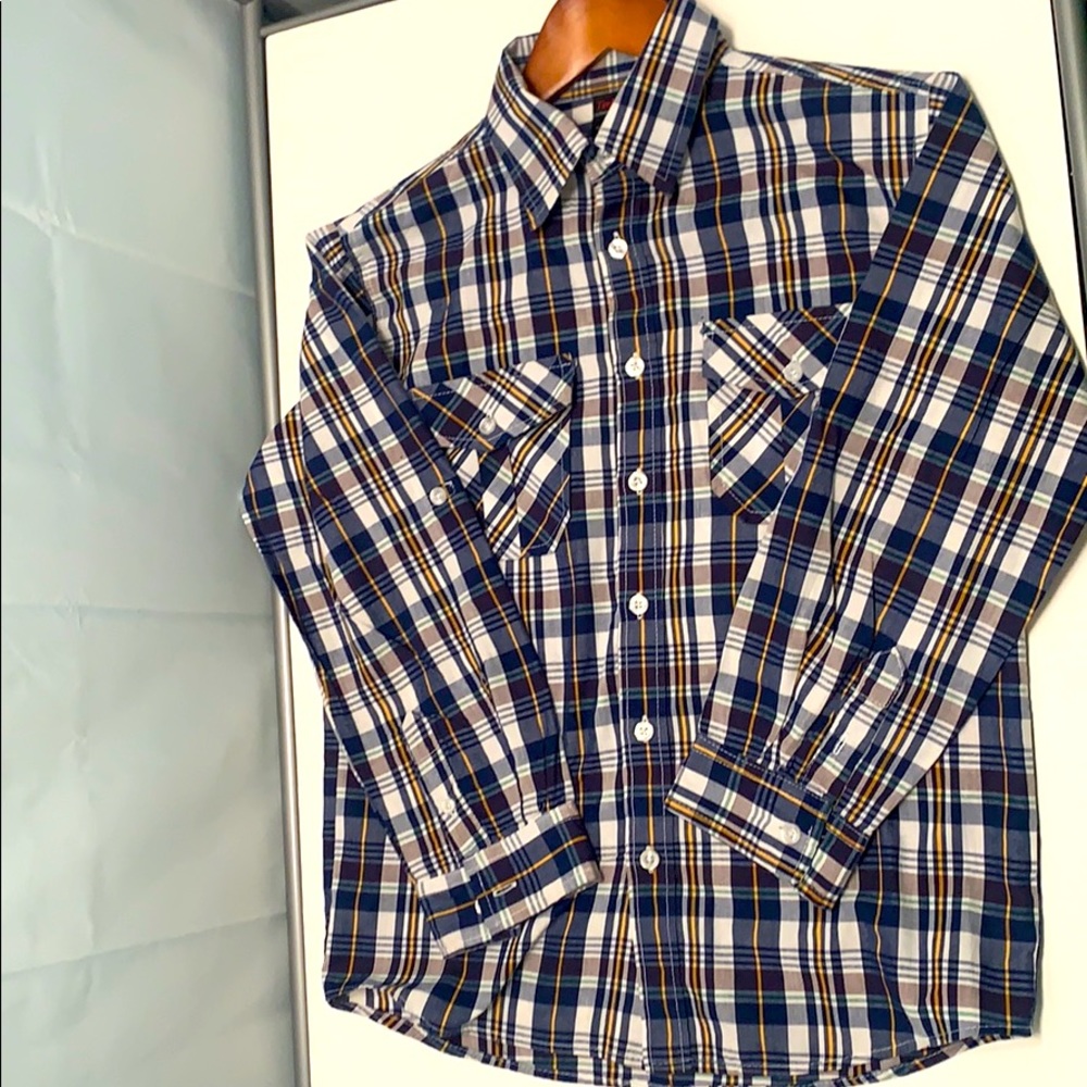 Big Boys Plaid Long Sleeve Collared Shirt